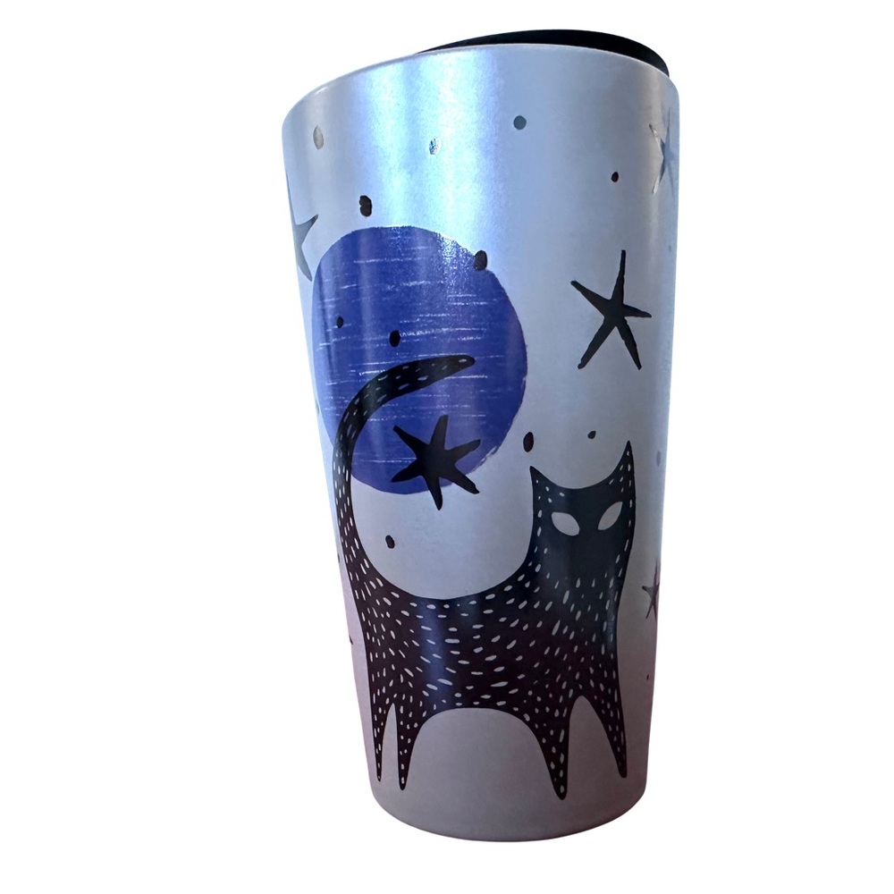 Starbucks Halloween 2020 Black Cat Moon Stars Ceramic Tumbler 12 oz